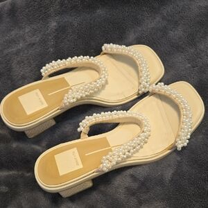 Dolce Vita Cream Pearl-Embellished Sandals